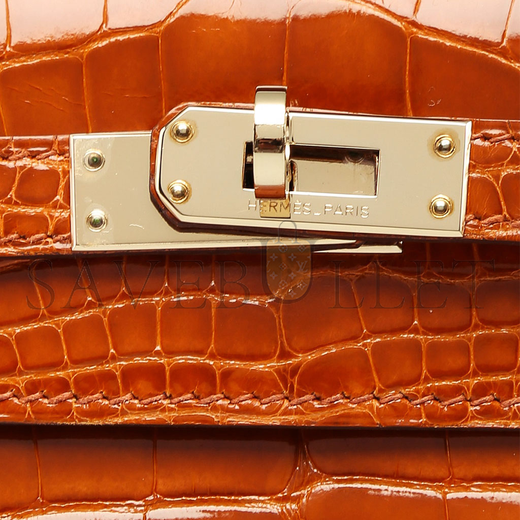 H**mes master pain dÉpice alligator kelly pochette with permabrass hardware (22*14*7cm)